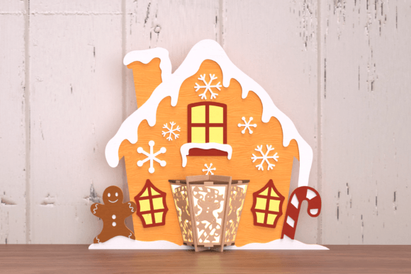 A Festive Gingerbread Cottage Lantern for Laser-Cut Winter Branding