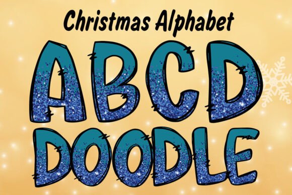 Blue Glitter Christmas Alphabet Png: A Sparkling Graphics Asset
