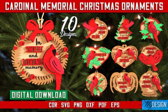Cardinal Memorial Ornaments: Laser Cutting for Winter Marketing
