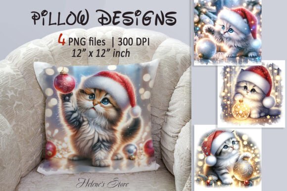 Christmas Cute Cats Pillow Case Graphics: A Crafter's Delight