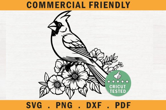 Christmas Floral Red Cardinal Bird SVG 7 for Graphics and Crafts