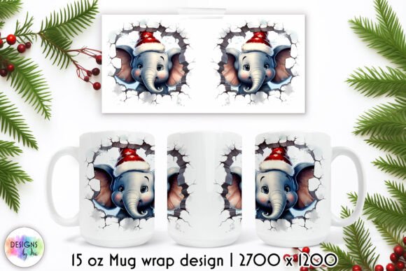 Christmas Funny Mug Wrap, Cracked Wall Graphics
