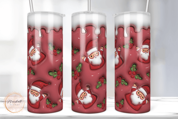 Christmas Santa 3D Inflated Tumbler Wrap Graphics
