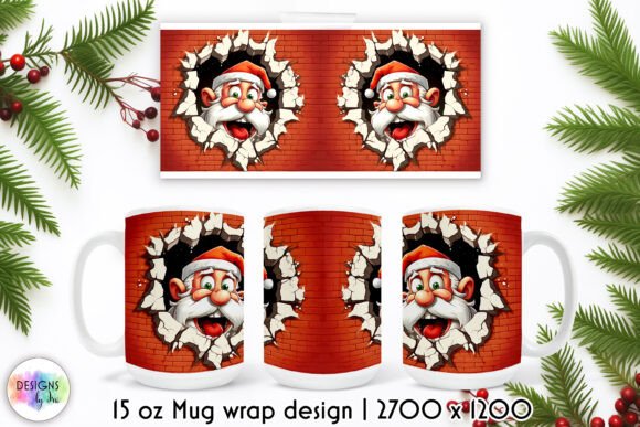 Cracked Wall Funny Christmas Mug Wrap: A Festive Graphics Delight