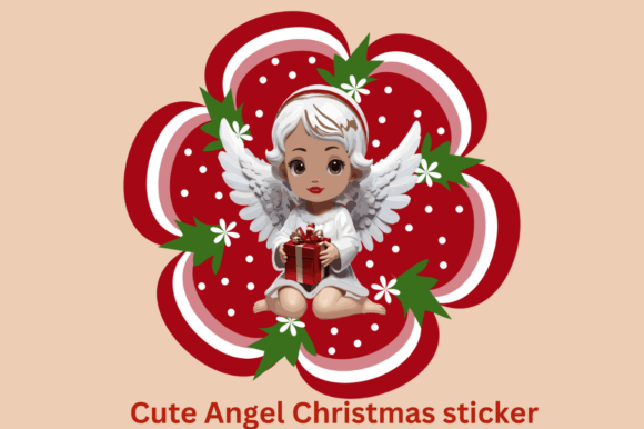Cute Angel Christmas Vector Sticker: A Charming Graphics Asset
