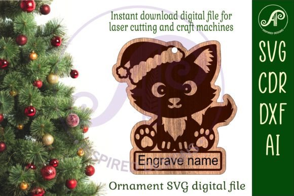 Cute Cat Christmas Ornament: A Laser Cutting Winter Amp Asset