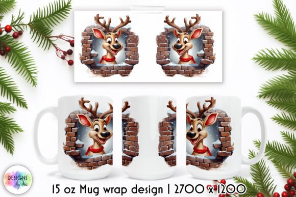 Cute Christmas Reindeer Mug Wrap: A Festive Graphics Gem
