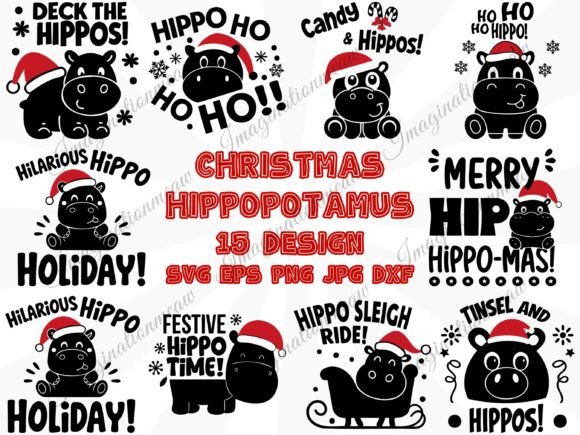 Funny Christmas Hippo SVG: A Festive Embroidery Delight