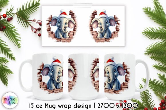 Funny Elephant Christmas Mug Wrap: A Festive Graphics Delight