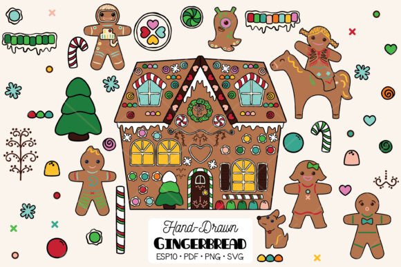 Gingerbread Men Color Christmas House: Festive Graphics for Local Brands
