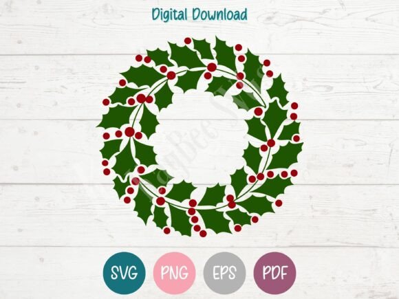 Holly Christmas Wreath: A Festive Graphics Asset for Crafts & Content