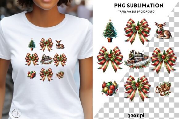 Red and Green Coquette Christmas Bow PNG: A Festive Graphics Asset