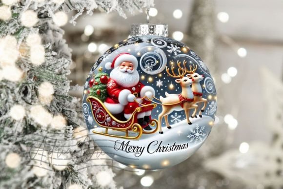 Santa Sleigh Ornament Graphics for Holiday Crafts and Branding