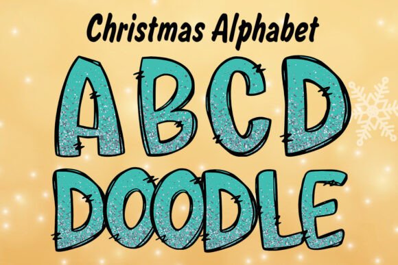 Teal Glitter Christmas Alphabet Png: Sparkling Graphics for Festive Illustrations